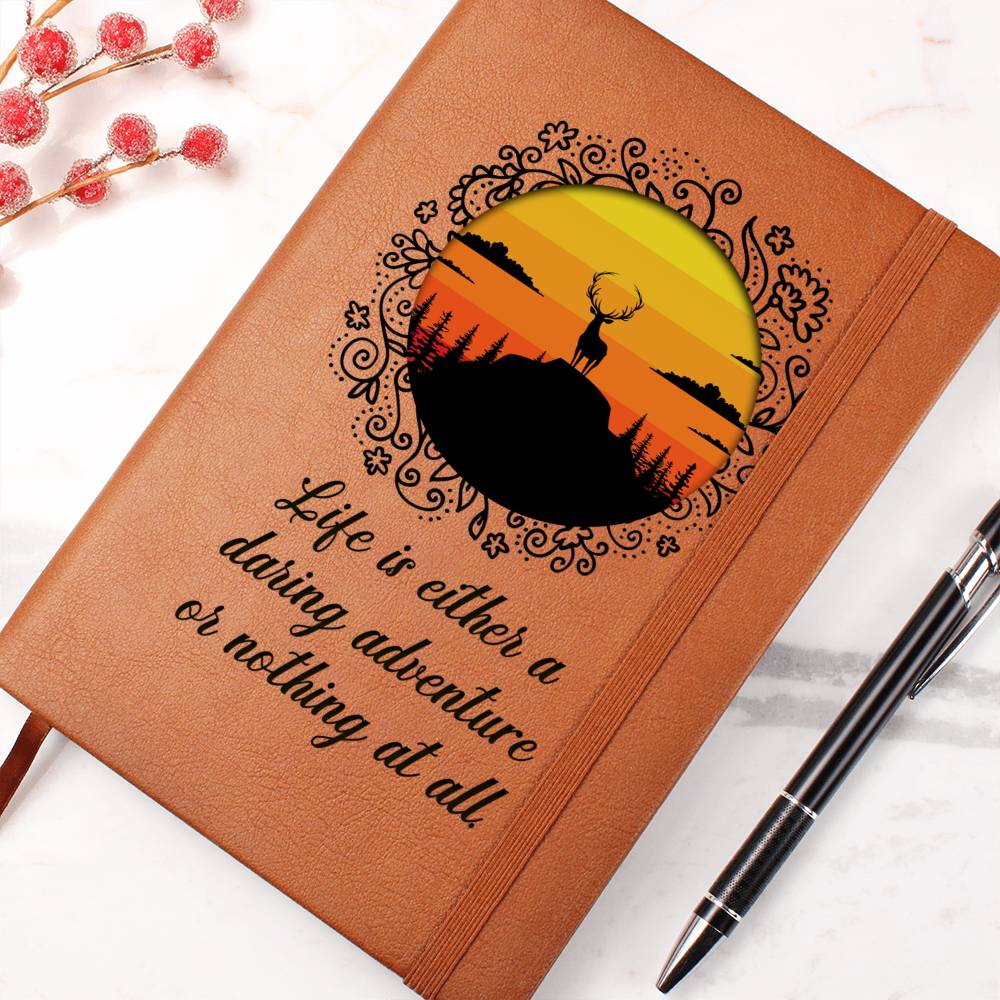 Adventure Seeker Vegan Leather Journal | Wilderness Sunset Notebook | Gift for Hikers