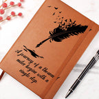 Journey of a Thousand Miles Vegan Leather Journal | Inspirational Graphic Notebook