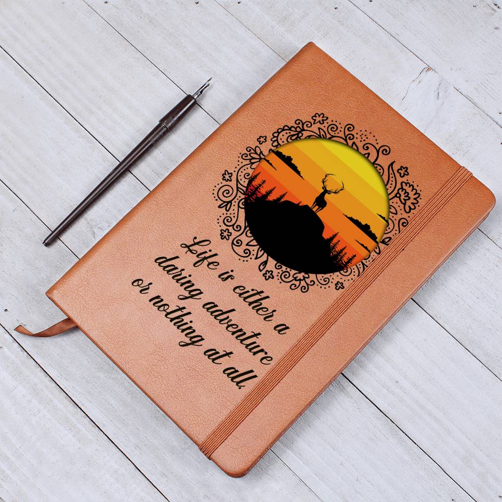 Adventure Seeker Vegan Leather Journal | Wilderness Sunset Notebook | Gift for Hikers