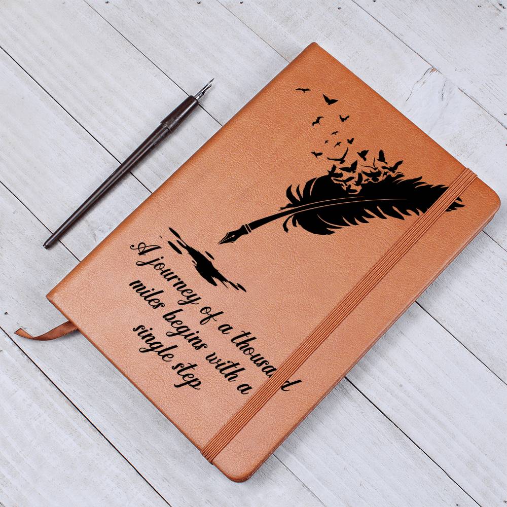Journey of a Thousand Miles Vegan Leather Journal | Inspirational Graphic Notebook