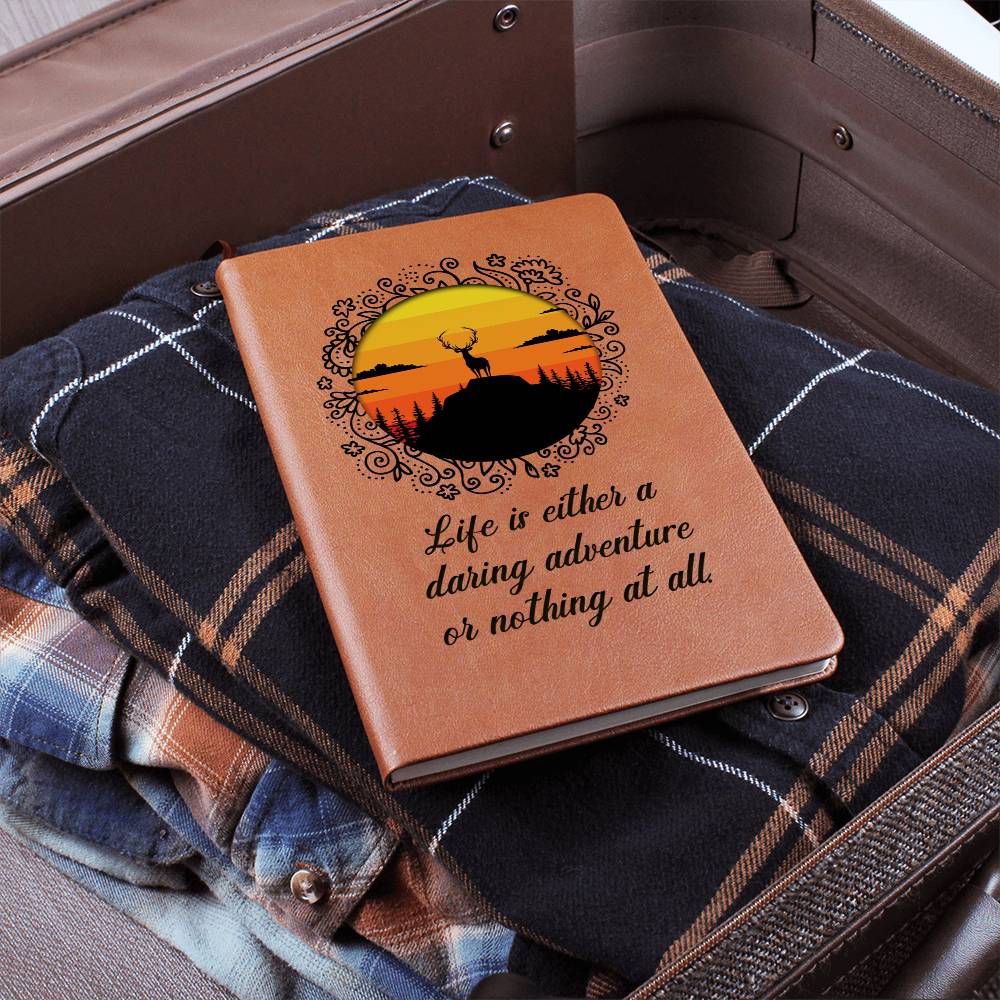 Adventure Seeker Vegan Leather Journal | Wilderness Sunset Notebook | Gift for Hikers