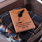 Journey of a Thousand Miles Vegan Leather Journal | Inspirational Graphic Notebook
