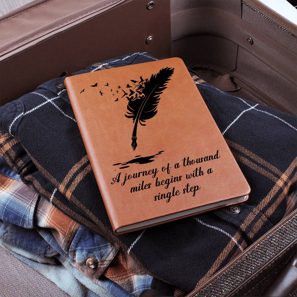 Journey of a Thousand Miles Vegan Leather Journal | Inspirational Graphic Notebook