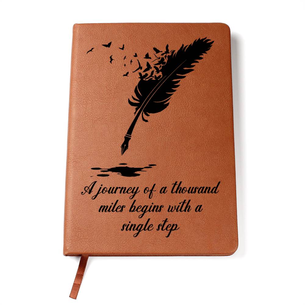 Journey of a Thousand Miles Vegan Leather Journal | Inspirational Graphic Notebook