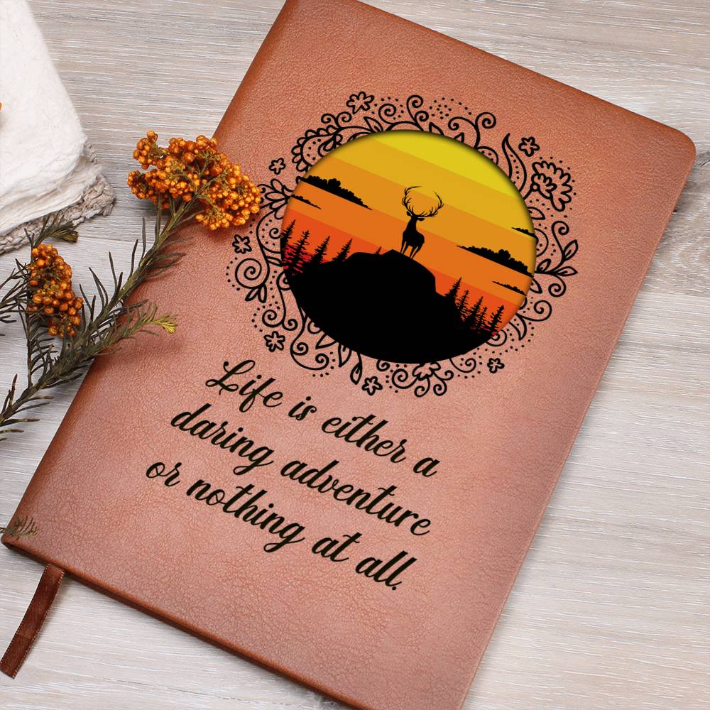 Adventure Seeker Vegan Leather Journal | Wilderness Sunset Notebook | Gift for Hikers