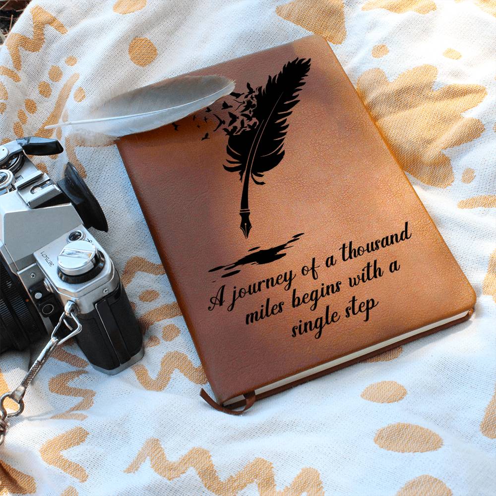Journey of a Thousand Miles Vegan Leather Journal | Inspirational Graphic Notebook