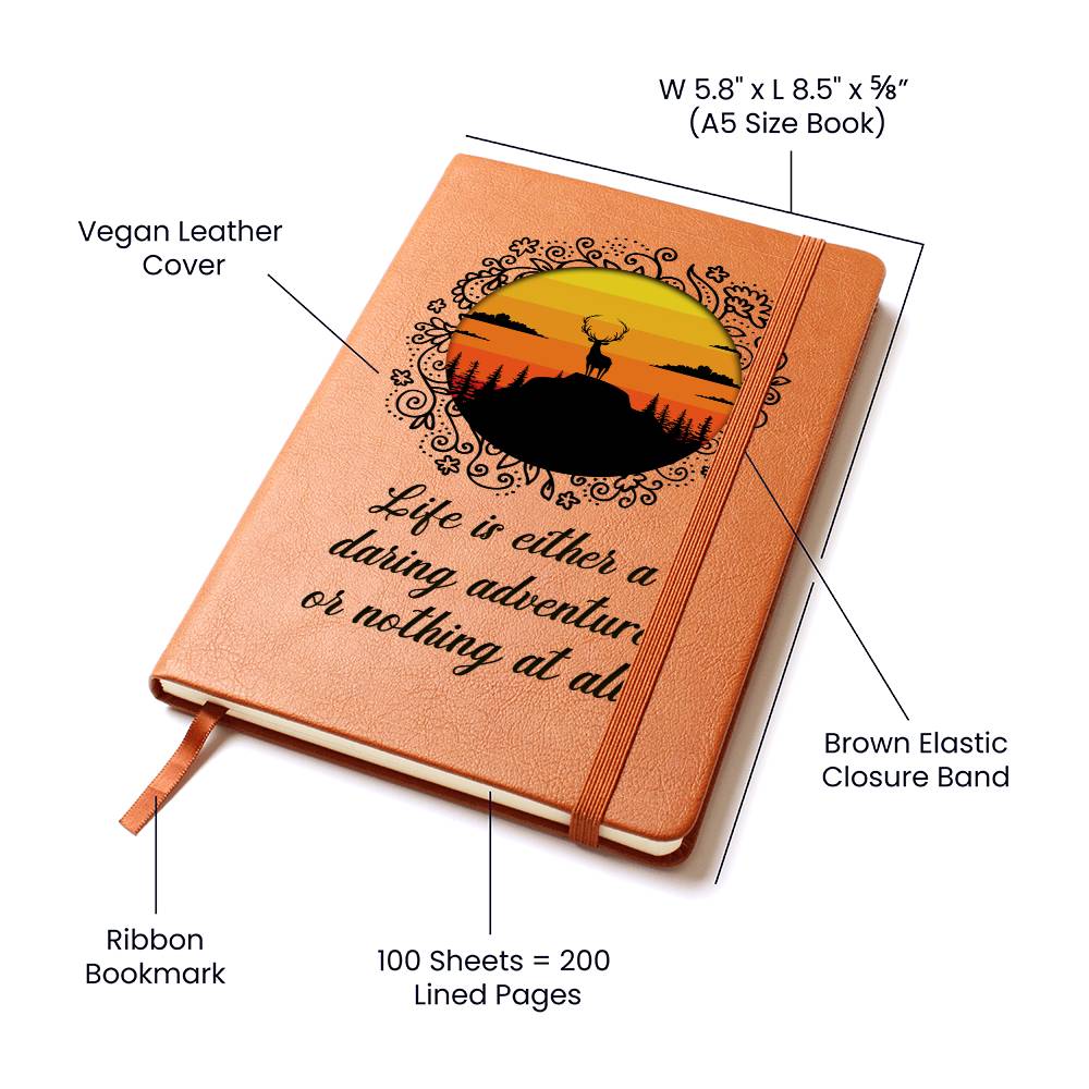Adventure Seeker Vegan Leather Journal | Wilderness Sunset Notebook | Gift for Hikers