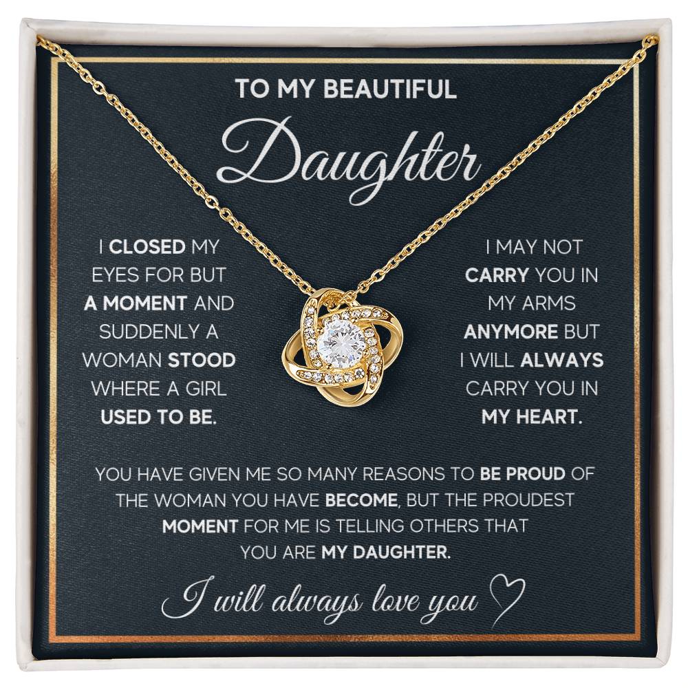 Daughter Interlocking Hearts Necklace | CZ Crystal | Always in My Heart Gift