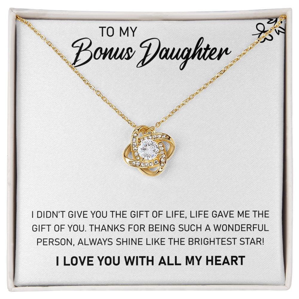 Bonus Daughter Love Knot Necklace | CZ Crystal | Stepdaughter Gift
