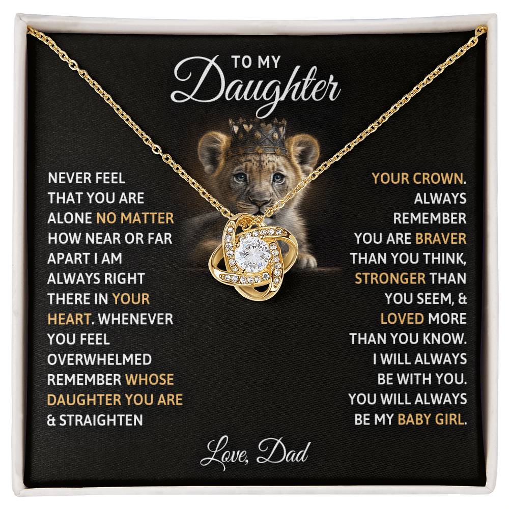 Daughter Love Knot Necklace | CZ Crystal | Sentimental Gift from Parent
