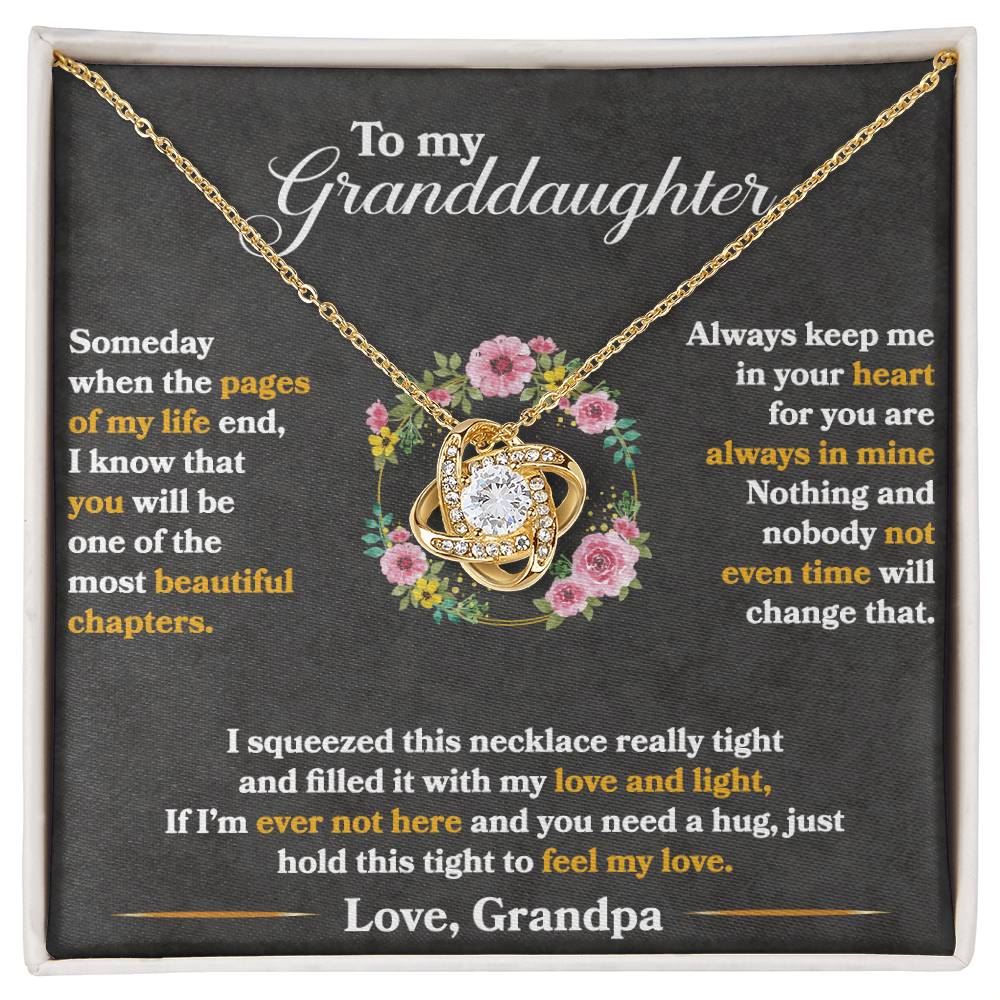 Granddaughter Love Knot Necklace | CZ Crystal | Feel My Love Keepsake Gift