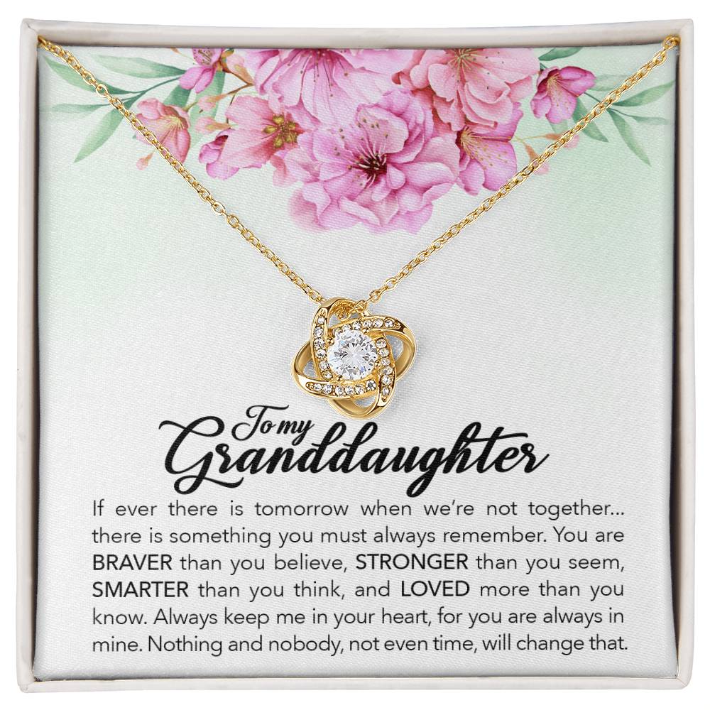 Granddaughter Love Knot Necklace | CZ Crystal | Keep Me in Your Heart Gift