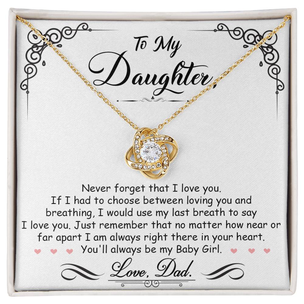 "Always in Your Heart" Necklace for Daughter | CZ Crystal Love Knot Keepsake Gift