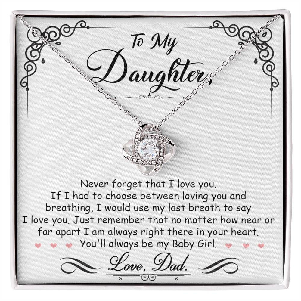 "Always in Your Heart" Necklace for Daughter | CZ Crystal Love Knot Keepsake Gift