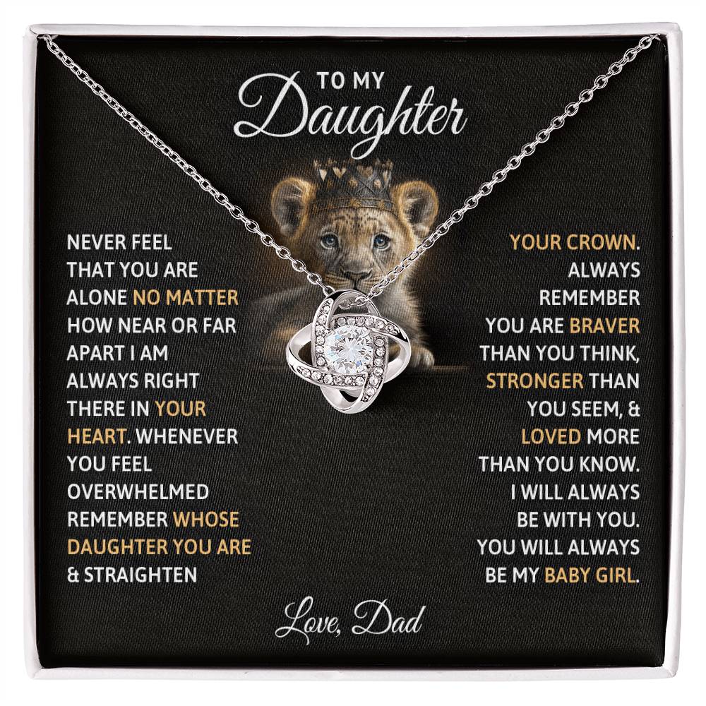 Daughter Love Knot Necklace | CZ Crystal | Sentimental Gift from Parent
