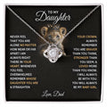 Daughter Love Knot Necklace | CZ Crystal | Sentimental Gift from Parent