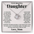Daughter Love Knot Necklace | CZ Crystal Pendant | Comforting Gift from Mom