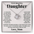 Daughter Love Knot Necklace | CZ Crystal Pendant | Comforting Gift from Mom