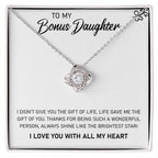 Bonus Daughter Love Knot Necklace | CZ Crystal | Stepdaughter Gift
