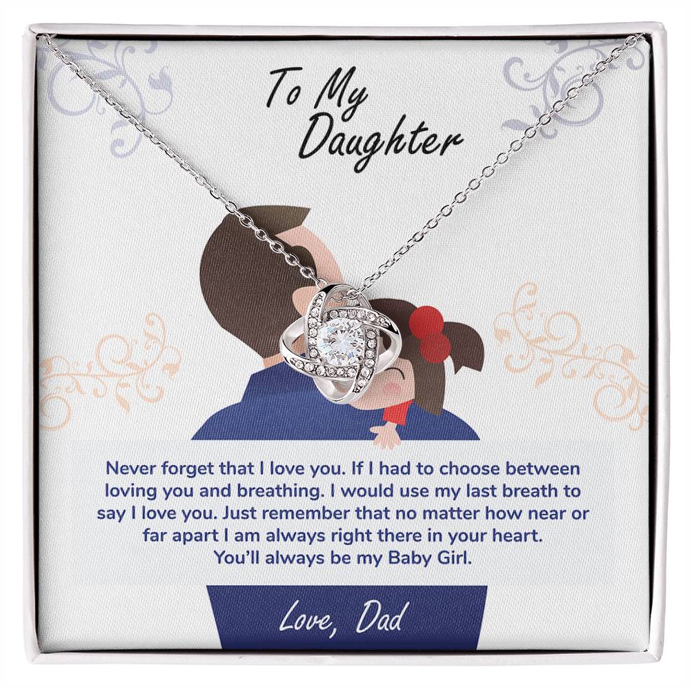 Daughter Love Knot Necklace | CZ Crystal Gold Finish | Forever My Baby Girl Gift