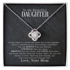Daughter Love Knot Necklace | CZ Crystal | Encouragement Gift for Her