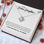 Bonus Daughter Love Knot Necklace | CZ Crystal | Stepdaughter Gift