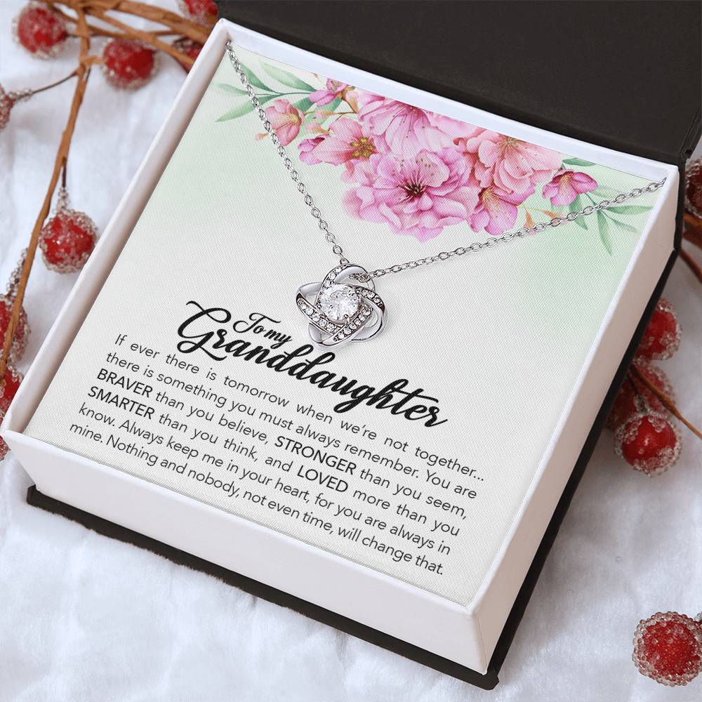 Granddaughter Love Knot Necklace | CZ Crystal | Keep Me in Your Heart Gift