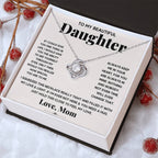Daughter Love Knot Necklace | CZ Crystal Pendant | Comforting Gift from Mom