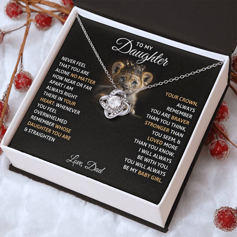 Daughter Love Knot Necklace | CZ Crystal | Sentimental Gift from Parent