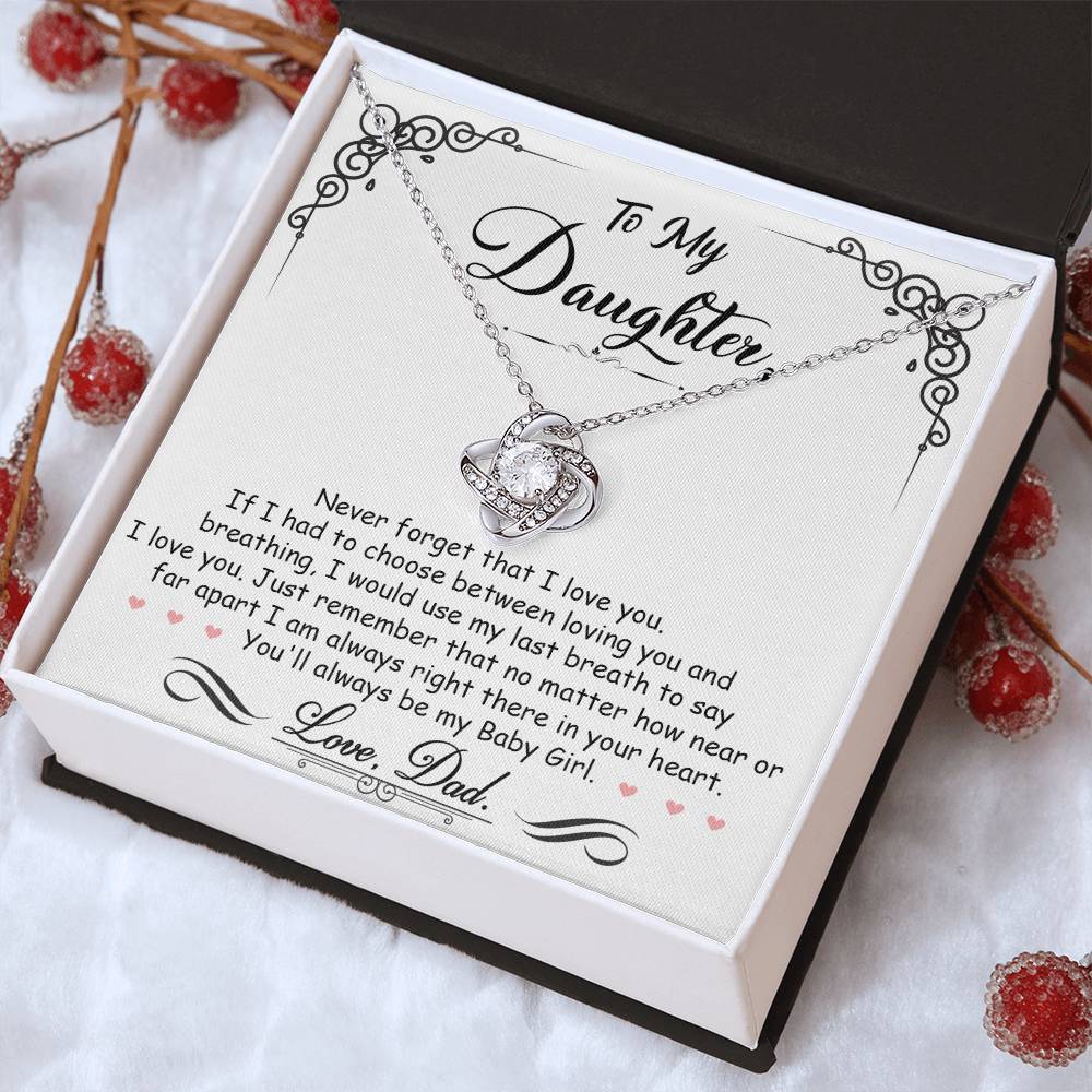 "Always in Your Heart" Necklace for Daughter | CZ Crystal Love Knot Keepsake Gift