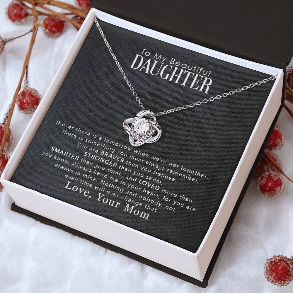 Daughter Love Knot Necklace | CZ Crystal | Encouragement Gift for Her