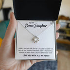 Bonus Daughter Love Knot Necklace | CZ Crystal | Stepdaughter Gift