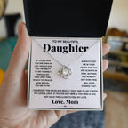Daughter Love Knot Necklace | CZ Crystal Pendant | Comforting Gift from Mom