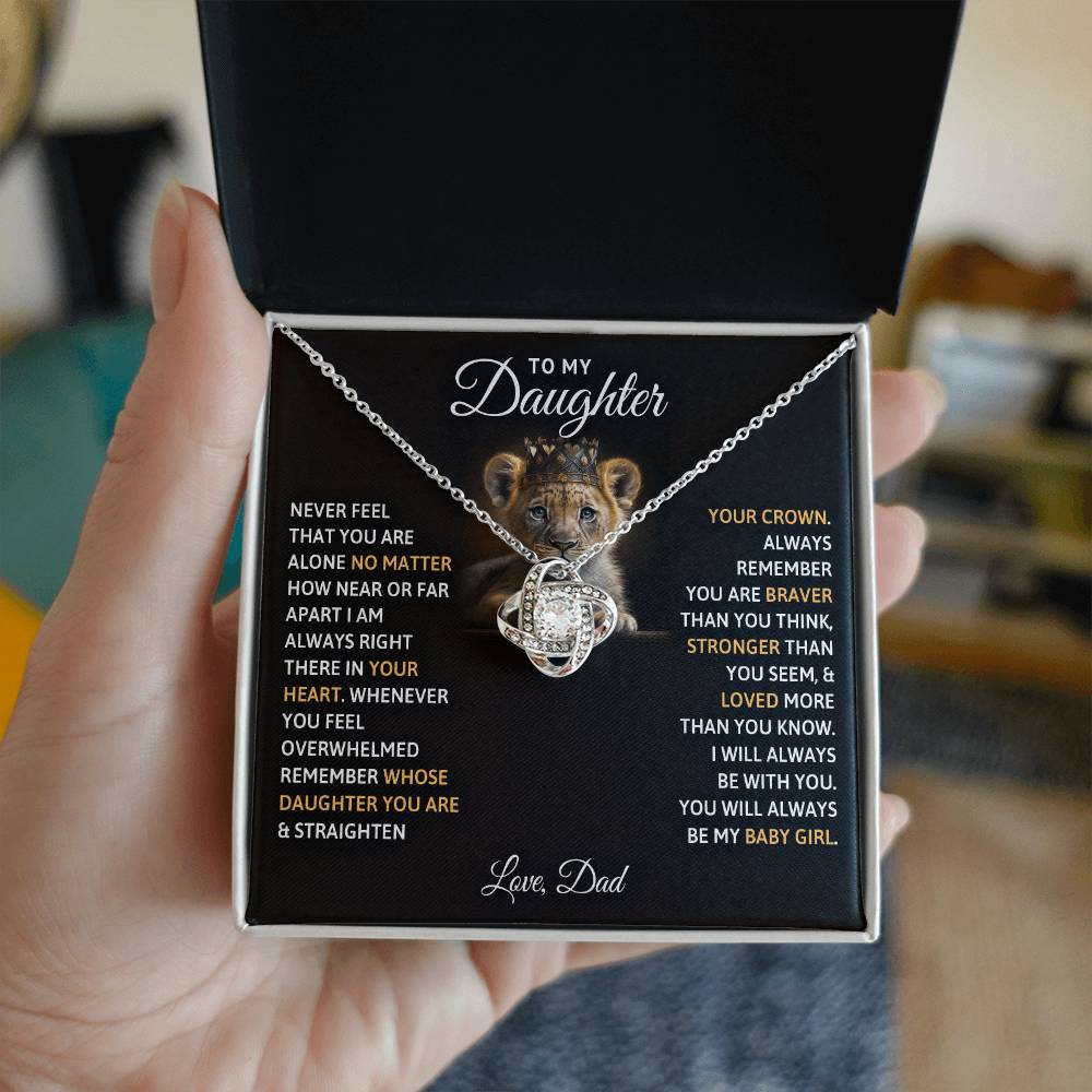 Daughter Love Knot Necklace | CZ Crystal | Sentimental Gift from Parent
