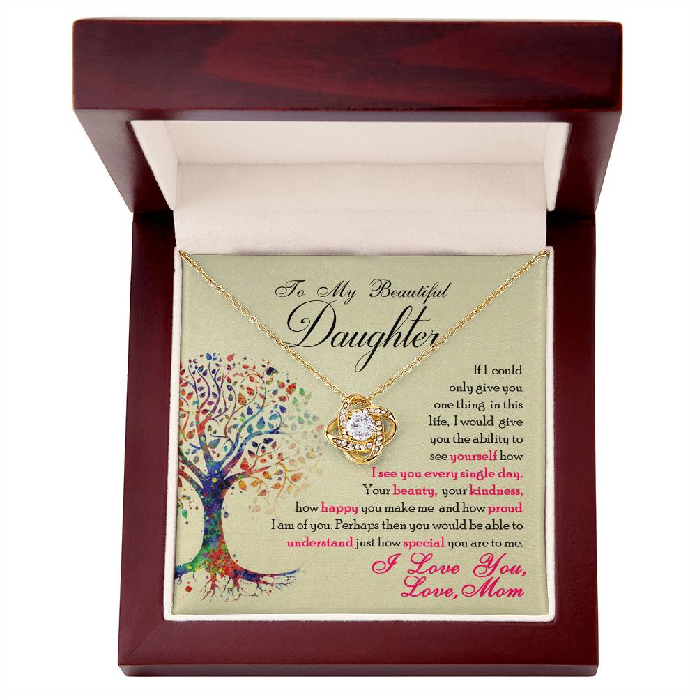 Daughter Love Knot Necklace | CZ Crystal | You Are Special Gift for Her