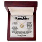 Daughter Love Knot Necklace | CZ Crystal Pendant | Comforting Gift from Mom