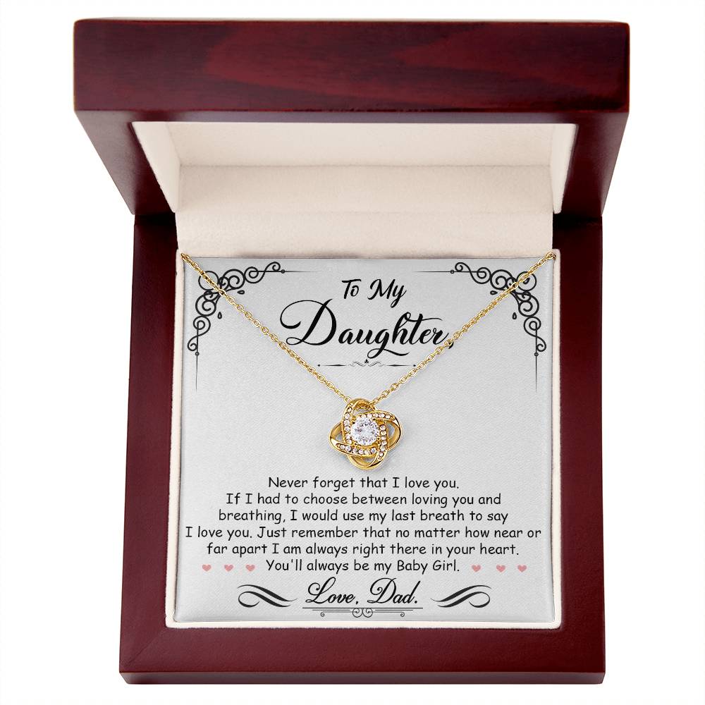 "Always in Your Heart" Necklace for Daughter | CZ Crystal Love Knot Keepsake Gift