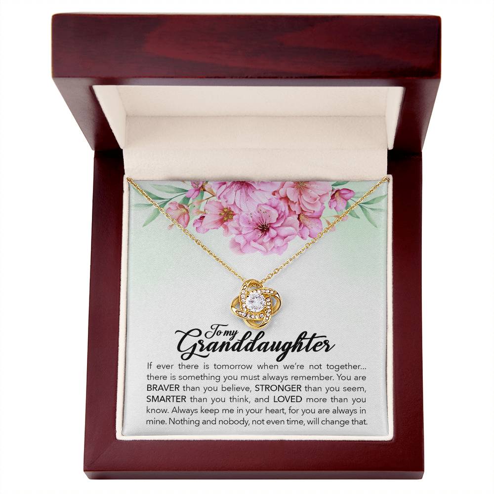 Granddaughter Love Knot Necklace | CZ Crystal | Keep Me in Your Heart Gift