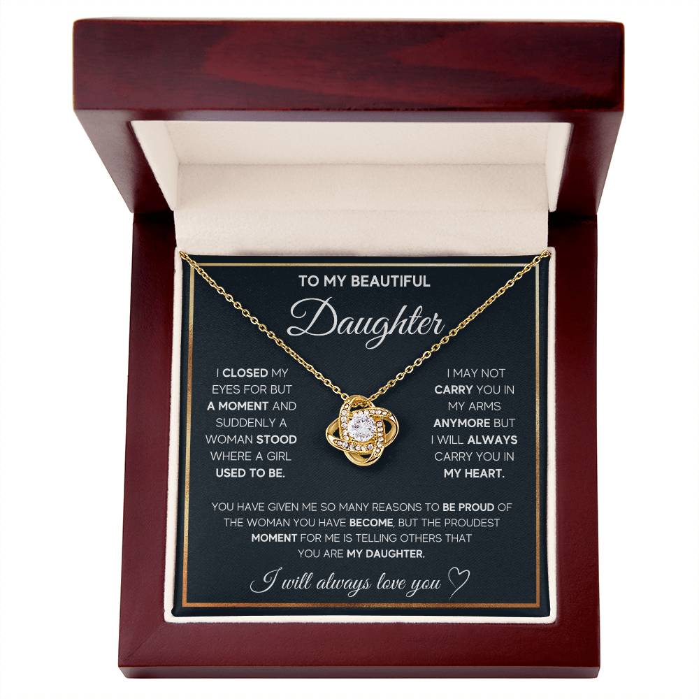 Daughter Interlocking Hearts Necklace | CZ Crystal | Always in My Heart Gift