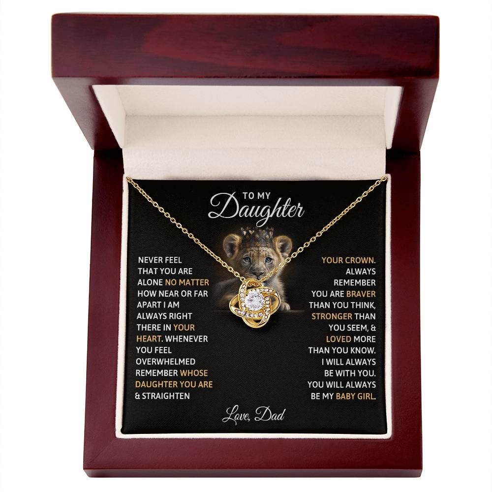 Daughter Love Knot Necklace | CZ Crystal | Sentimental Gift from Parent