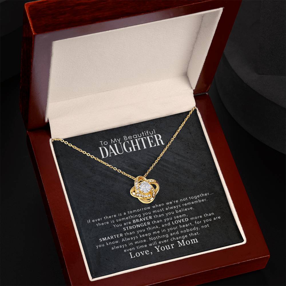 Daughter Love Knot Necklace | CZ Crystal | Encouragement Gift for Her