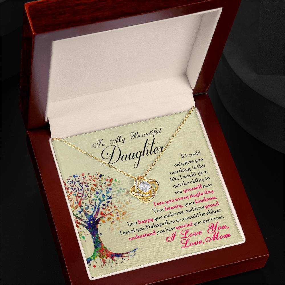 Daughter Love Knot Necklace | CZ Crystal | You Are Special Gift for Her