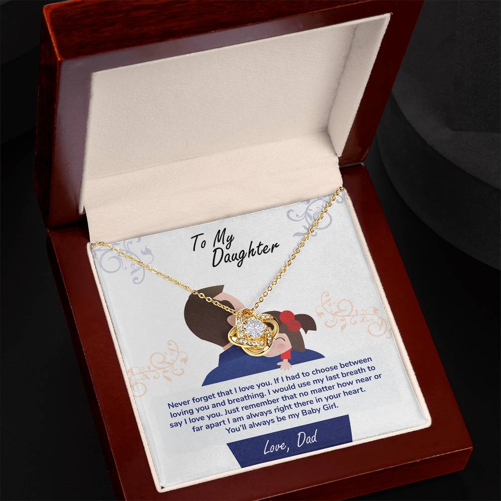 Daughter Love Knot Necklace | CZ Crystal Gold Finish | Forever My Baby Girl Gift
