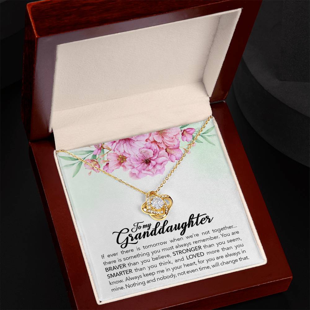 Granddaughter Love Knot Necklace | CZ Crystal | Keep Me in Your Heart Gift