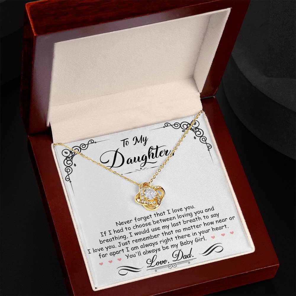 "Always in Your Heart" Necklace for Daughter | CZ Crystal Love Knot Keepsake Gift