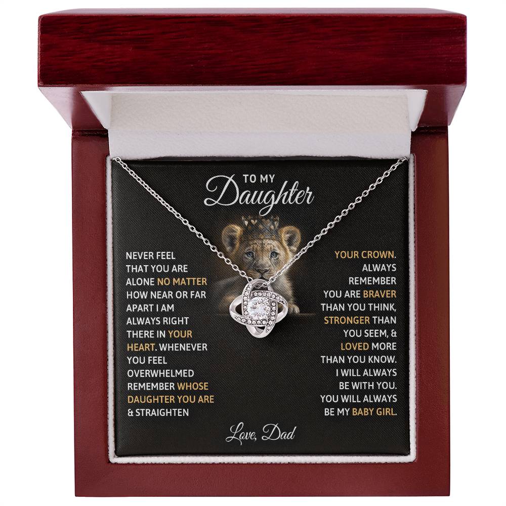 Daughter Love Knot Necklace | CZ Crystal | Sentimental Gift from Parent