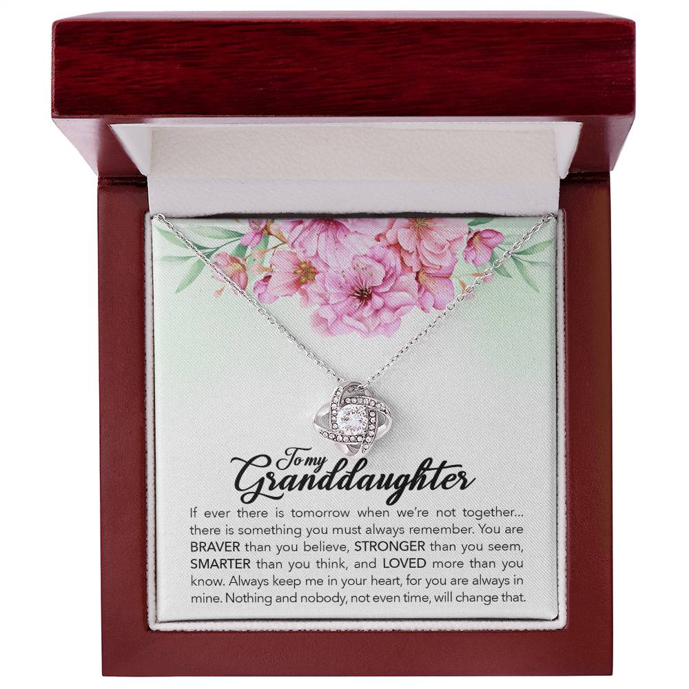 Granddaughter Love Knot Necklace | CZ Crystal | Keep Me in Your Heart Gift