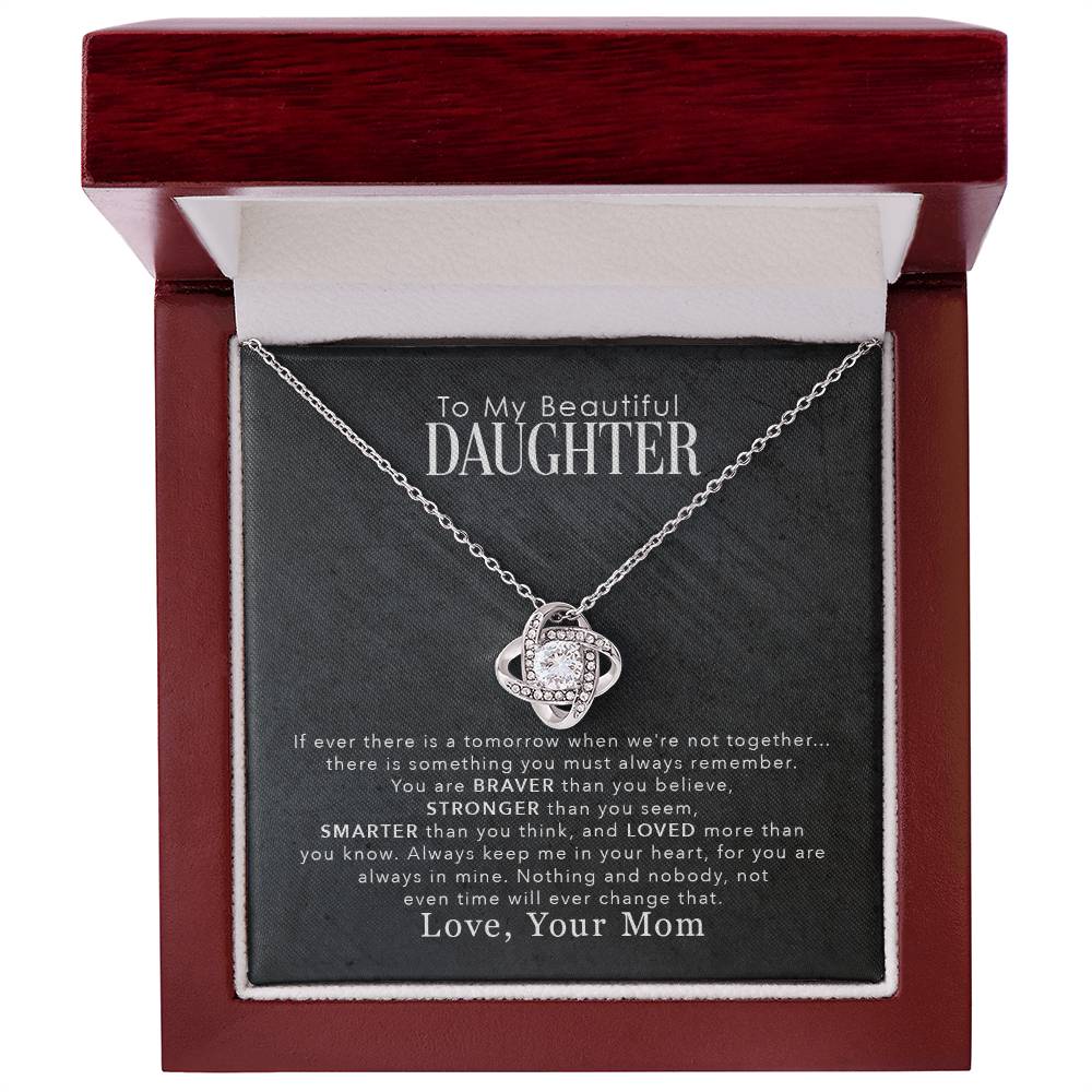 Daughter Love Knot Necklace | CZ Crystal | Encouragement Gift for Her
