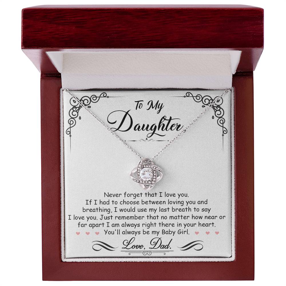 "Always in Your Heart" Necklace for Daughter | CZ Crystal Love Knot Keepsake Gift