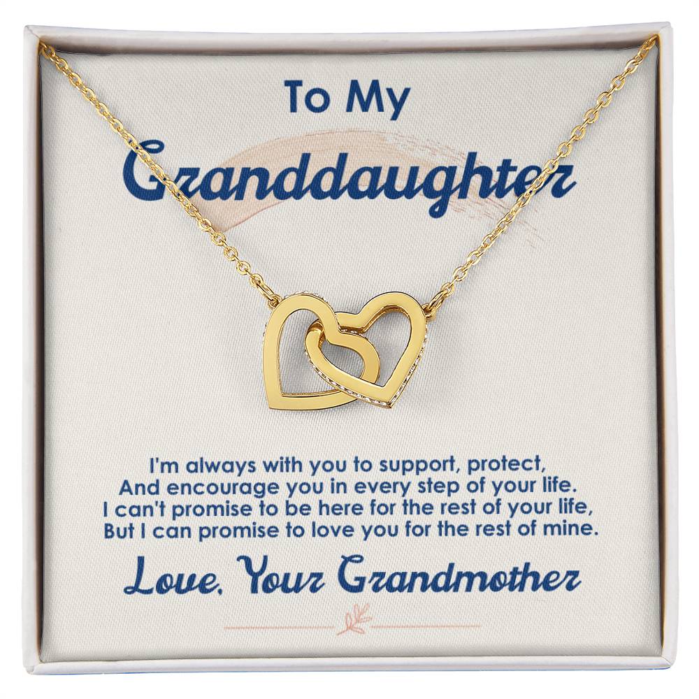 Granddaughter Interlocking Hearts Necklace | CZ Crystal Pendant | Sentimental Gift